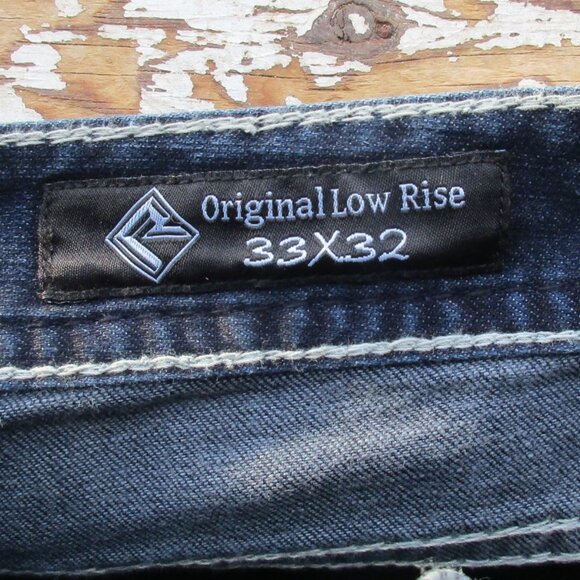 New ROCK & ROLL Cowgirl Jeans Size 33 Low Rise Dark Blue Bootcut Denim - Picture 11 of 12